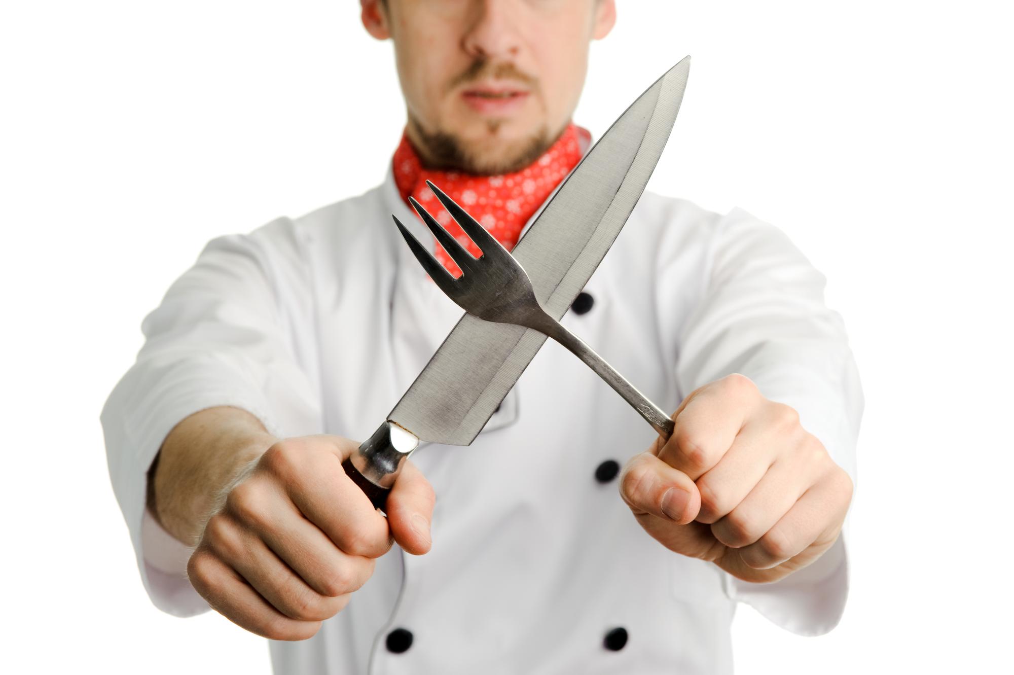Chef demonstrating a quick technique